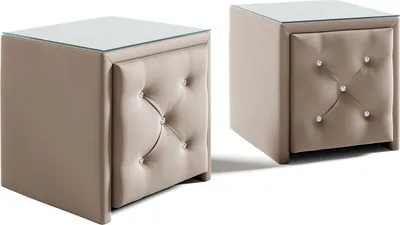 Produktbild von Nachttisch Nachtkonsole 2er Set SEVRA 50x50cm in Stoff Elisa Velvet Beige