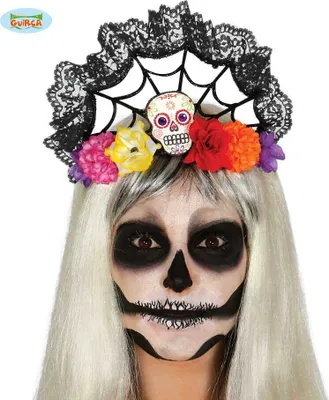 Produktbild von Buntes Halloween Totenkopf Diadem für Damen