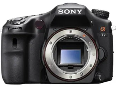 Produktbild von Sony Alpha SLT-A77V 24.3 Megapixel Full HD DSLR-Gehäuse, 3D-Modus, optischer Bildstabilisator, 23,5 x 15,6 mm CMOS-Sensor, 7,62 cm (3 Zoll) Display, GPS, HDMI, Gesichts- und Lächelerkennung