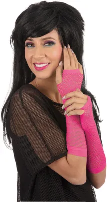 Produktbild von Rosa fingerlose Netz  Handschuhe als Kostümzubehör