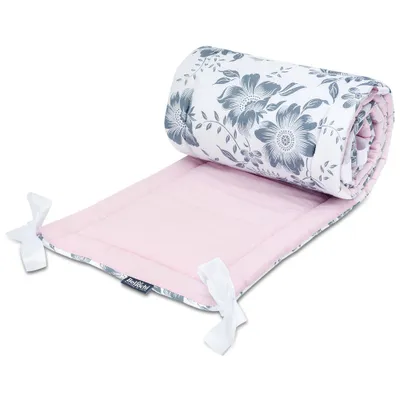 Produktbild von Bellochi Kantenschutz Baby Babybett Umrandungen Nestchen Kopfschutz Gitterbett Umrandung 180x30 cm für Kinderbett mit Rausfallschutz Baby Beistellbett 120x60 cm - pink berry