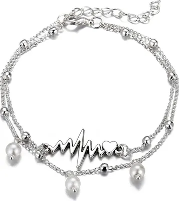Produktbild von Lebenslinie Fußkettchen Fußkette Miniblings Sommer Meer Strand Herzschlag Perle