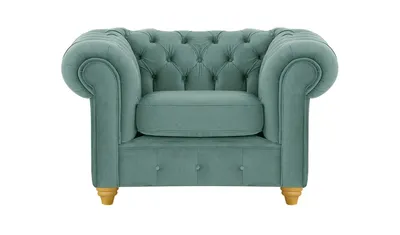 Produktbild von SLF24 - Sessel Chesterfield Max - schmutziges Himmelblau - Velluto 12