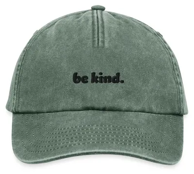 Produktbild von Spreadshirt Stickmotiv Be Kind Schriftzug Vintage Cap, One size, Vintage Flaschengrün