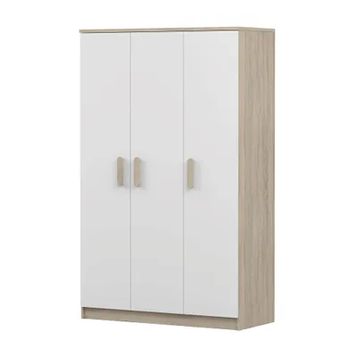 Produktbild von Kinder-Kleiderschrank 120 cm – Sonoma/Weiß mit sonoma Griffe, Kleiderstange & Einlegeböden JONAS 19