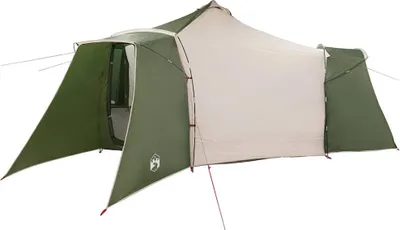 Zdjęcie produktu dla Namiot tipi vidaXL z dachem i schowkiem, zielony, 492 x 492 x 275 cm, tkanina taftowa