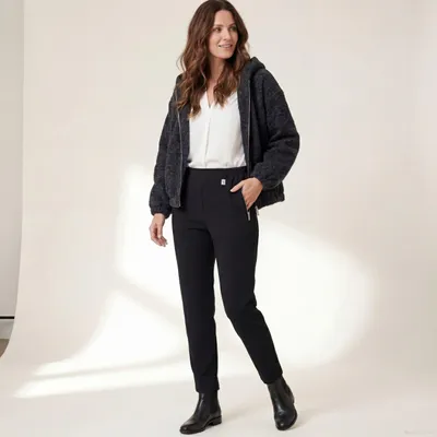 Produktbild von Stoffhose mit Gummizug Kurzgröße 19 - 27 elegante Damen Schlupfhose mit Taschen