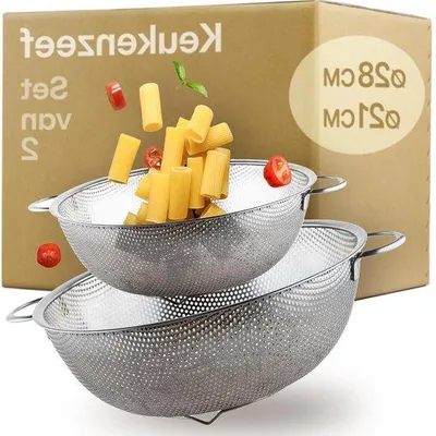 Obrázok produktu pre Sitá z nehrdzavejúcej ocele s mikroperforáciou, vhodné na cestoviny, ovocie a zeleninu