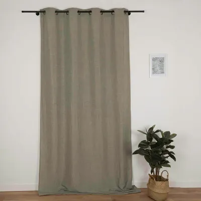 Produktbild von Vorhang mit Ösen Leinenstruktur salbeigrün 140x280cm