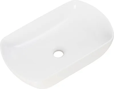 Produktbild von FACKELMANN Keramik Waschtisch NEW YORK / Maße (B x H x T): ca. 50,5 x 12 x 31,5 cm / ovales Aufsatzbecken / Waschbecken fürs Bad und Gäste WC / Keramikbecken mit Permanentablauf / Farbe: Weiß