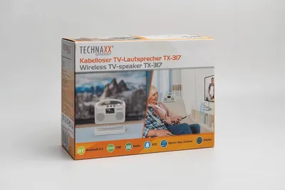 Produktbild von Technaxx Kabelloser TV-Lautsprecher mit Basisstation, 10 W, 5 W, Verkabelt & Kabellos, Tragbarer Stereo-Lautsprecher, Weiß, LCD