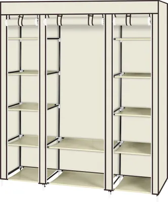 Produktbild von FCH Stoffschrank, Kleiderschrank aus Vlies, 5 Lagen und 12 Fächer mit 1 Kleiderstange, 150*45*175cm, beige