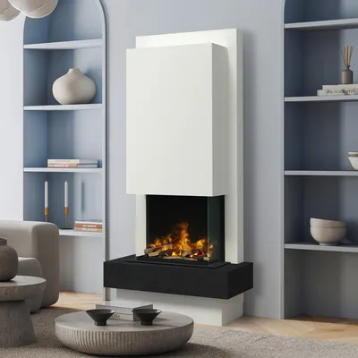Produktbild von muenkel design Milano [moderner Design Elektrokamin Opti-myst]: Nero (Schiefer schwarz) - weiß