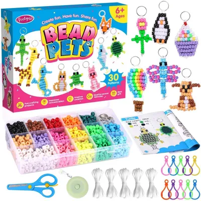 Immagine prodotto di Kit per creare gioielli con perline: 30 modelli, istruzioni incluse, 1500 perline, ideale per creare portachiavi e altri oggetti fai-da-te, disponibile in vari colori