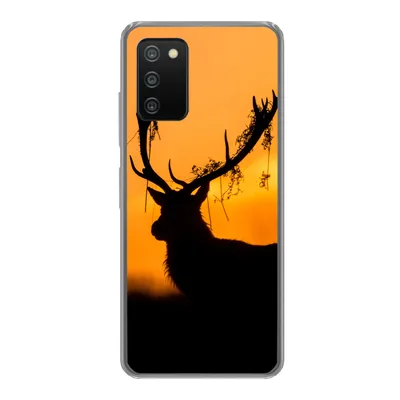 Produktbild von MuchoWow® Handyhülle Schutzhülle Hülle für Samsung Galaxy A03s Hirsch - Orange - Scherenschnitt - Tiere - Natur Silikon Softcase Handy Hülle - Schutz