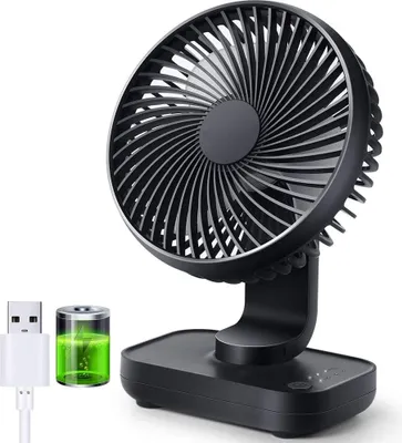 Produktbild von Tischventilator mit Akku 4000 mAh, USB Ventilator, USB Mini Desk Fan, Ultra Leise, 4 Geschwindigkeiten, für den Schreibtisch, Zuhause und Büro