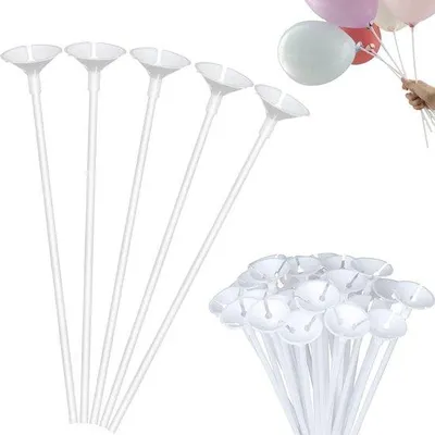 Productafbeelding van Herbruikbare Ballonhouders - 100 Sets Duurzame Ballonstangen voor Feestdecoratie