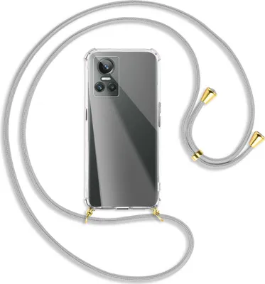 Produktbild von Handykette Backcover-Schutzhülle mit Band (Metall goldfarben) für Realme GT Neo 3 - silbergrau