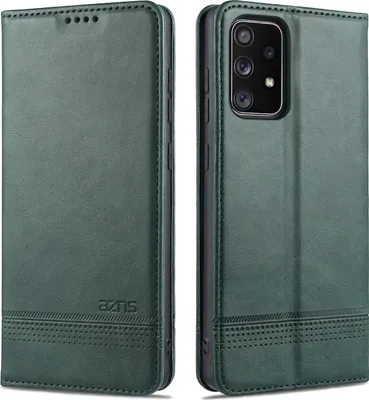 Produktbild von LaimTop LederHülle für Samsung A52, Klapphüllen Brieftasche Magnetverschluss Ständer Schutzhülle für Samsung Galaxy A52 5G/4G Grün