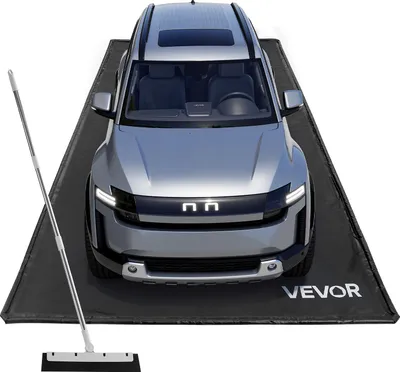 Zdjęcie produktu dla VEVOR Mata ochronna PVC do garażu antypoślizgowa (2,4 x 4,9 x 0,03 m) ze ściągaczką, wytrzymała i wodoodporna mata ochronna do garażu, ochrona podłogi przed błotem śniegiem deszczem, mata do garażu czarna