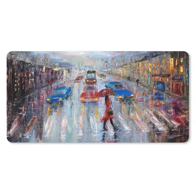 Produktbild von MuchoWow® Schreibtischunterlage Gemälde - Öl - Auto - Zebrastreifen 80x40 cm - XXL Mauspad - Gaming Mauspad