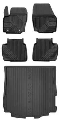 Image de Tapis en caoutchouc + bac de coffre pour Ford Mondeo IV 2007-2014 (break, plancher fixe) – 5 pièces, noirs, sur mesure