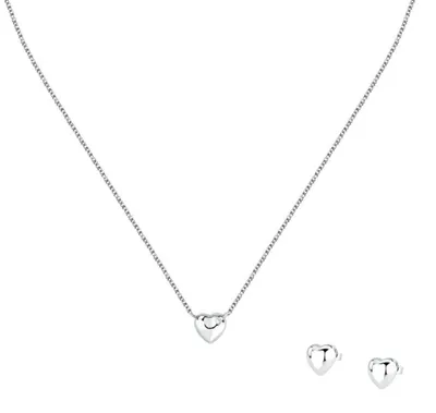 Image de Parure de bijoux en argent en forme de cœur Nobile SAZN01 (boucles d'oreilles, collier)
