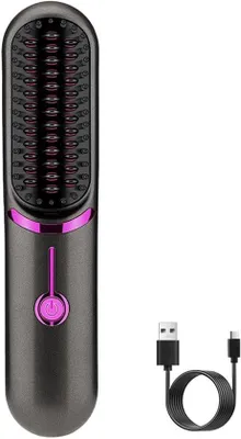 Immagine prodotto di Spazzola lisciante per capelli senza fili - Spazzola elettrica per capelli - Nera/viola