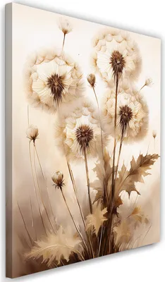 Produktbild von Leinwandbild Löwenzahn Blumen in Sepia Natur 70x100 Feeby Beige bild für die wand bereit zum aufhängen