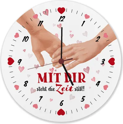 Produktbild von Liebe Wanduhr aus Alu mit Spruch Mit dir steht die Zeit still