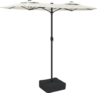 Obrázok produktu pre Záhradný slnečník, dvojitá strieška+LED, pieskový 316x145 cm