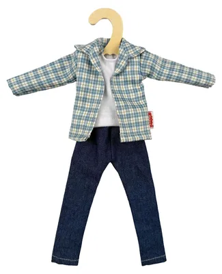 Image de Chemise à carreaux et jean pour poupées de mode - 29 cm