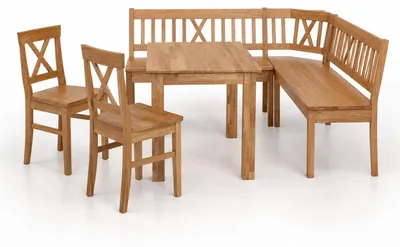 Produktbild von Kücheneckbank 174x134cm Eckbankgruppe Wildeiche Truheneckbank #4285