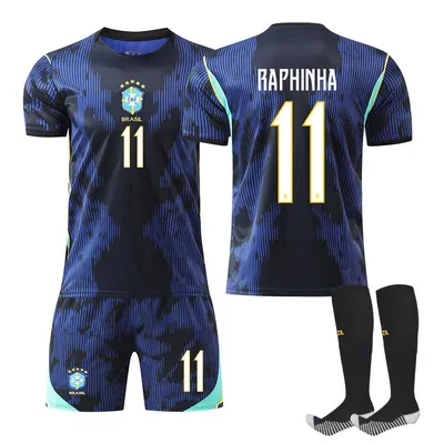 Immagine prodotto di #11 RAPHINHA Maglia da calcio da trasferta del Brasile per i Mondiali 2026, per bambini e adulti. TAGLIA:XXL