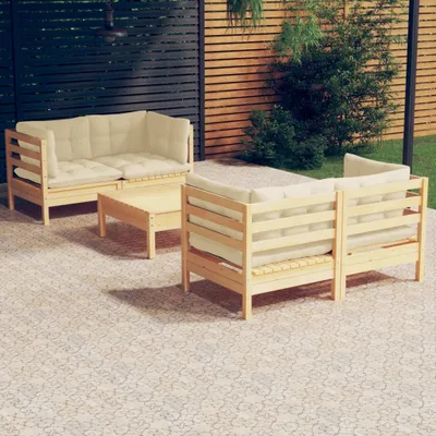 Produktbild von Möbel 5-tlg. Garten-Lounge-Set mit Creme Kissen Kiefernholz - Terrassenmöbel 3096022