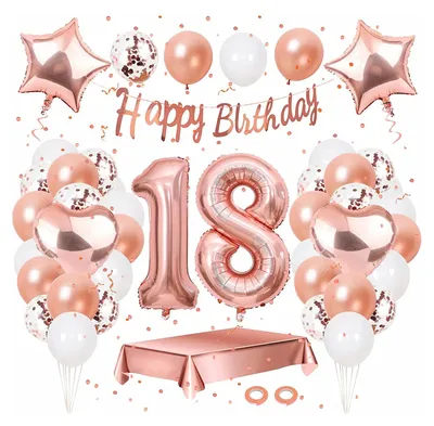 Produktbild von 18. Geburtstag Mädchen, Rose Gold Ballon 18. Geburtstag Mädchen Geburtstag Dekoration, 18. Geburtstag Mädchen alles Gute zum Geburtstag, Geburtstagsparty Dekoration Rose Gold Dekoration