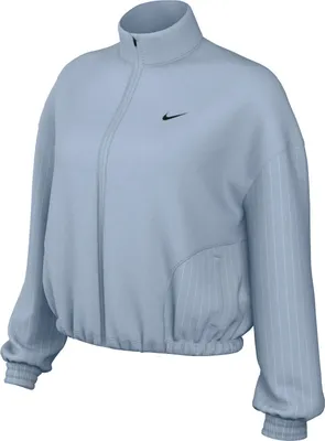 Image de Veste Nike pour femmes, modèle Run Dvn Rflctv Jkt, couleur bleu clair/gris anthracite, référence FN2719-440, taille XL