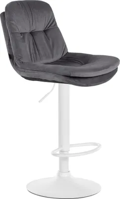 Produktbild von Barhocker MITUN - Samt Dunkelgrau 46x54x94 cm Weiß | Barstuhl Höhenverstellbar Mit Lehne Drehbar Tresenhocker Tresenstuhl Kneipenhocker Kneipenstuhl