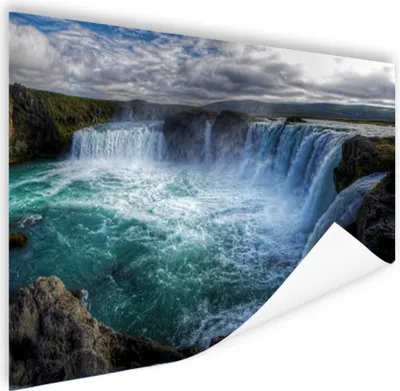 Produktbild von MuchoWow® Poster Island - Wasserfälle - Blau 120x80 cm - Bilder