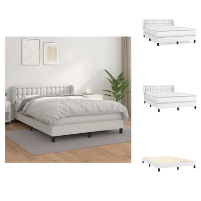 Produktbild von vidaXL Boxspringbett mit Matratze Weiß 140x200 cm Kunstleder - Betten & Bettgestelle
