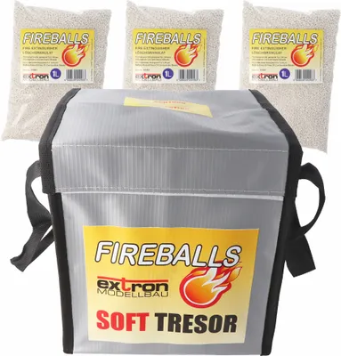 Obrázek produktu pro Fireballs Hasicí granulát bezpečný svazek pro lithiové baterie, požární ochrana, hasivo 3x1 litr vč.Soft safe