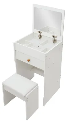 Produktbild von Kompakter Schminktisch mit Ablagefach und Hocker