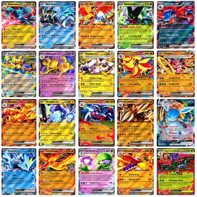 Image de Pokémon 20 cartes anglaises Ultra Rare ex et V sans doublons, Image générée par une IA
