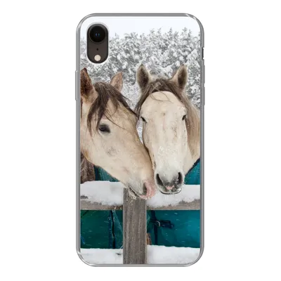 Produktbild von MuchoWow® Handyhülle Schutzhülle Hülle für iPhone XR Pferde - Decke - Schnee Silikon Softcase Handy Hülle - Schutzdeckel