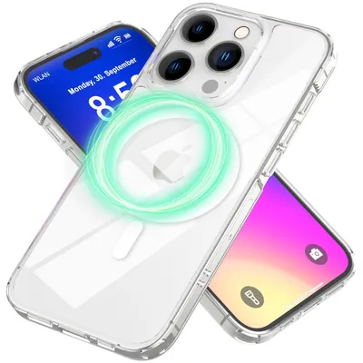 Produktbild von NALIA Transparentes Magnet Case für iPhone 16 Pro – MagSafe kompatibel – LUMEX (Edle Glas-Optik, aber unzerbrechlich) – Marke aus Berlin