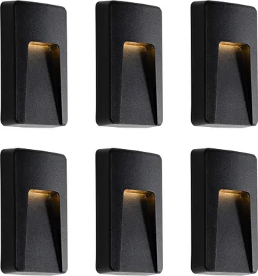 Produktbild von Set mit 6 Schwarzen Rechteckigen Außenwandleuchten inkl  LED IP65 Gem