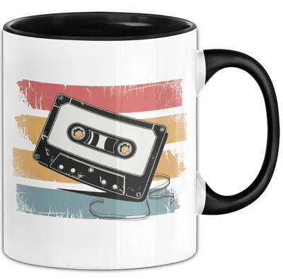 Produktbild von Retro Vintage Kassette Tasse Geschenk Lustige Geschenkidee Spruch (Schwarz)