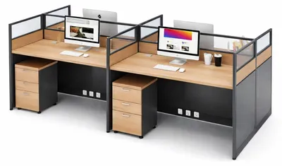 Produktbild von Moderner Bürotisch Doppelarbeitsplatz mit Trennwänden System