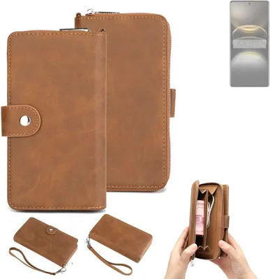 Produktbild von K-S-Trade Handyhülle Schutzhülle kompatibel mit Vivo X100 Ultra & Portemonnee Tasche Handytasche Case Etui Geldbörse Wallet braun (1x)