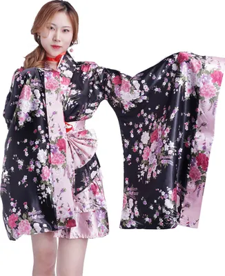 Produktbild von Kimono Cosplay Kostüm mit Rüschenrock und weiten Ärmeln | Größe: M